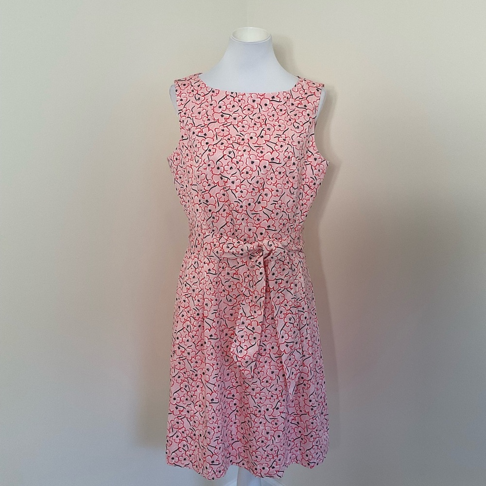 NWT Anne Klein Pink and Black Floral Patterned Midi Dress